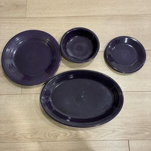 Fiesta Lot Of 4 Purple Plum Oval Platter Plates Saucer Bowl